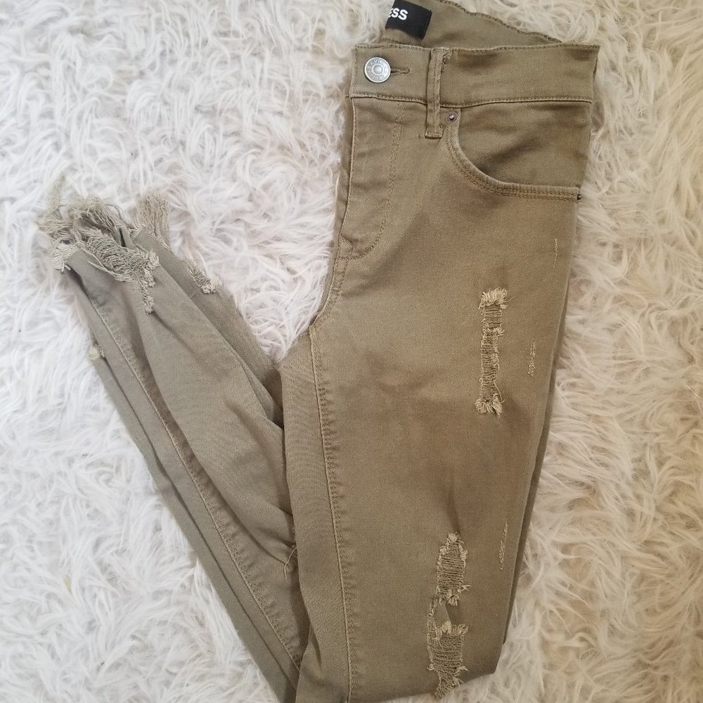 Express Army Green Mid Rise Ankle Leggings